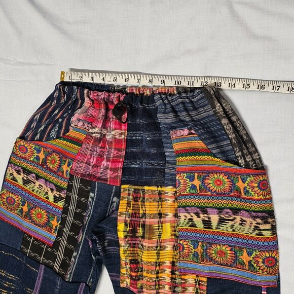 Guatemalan Boho Multicolor Multipattern Unisex Artsy Pants Woven Embroidery Uniq - Picture 7 of 15